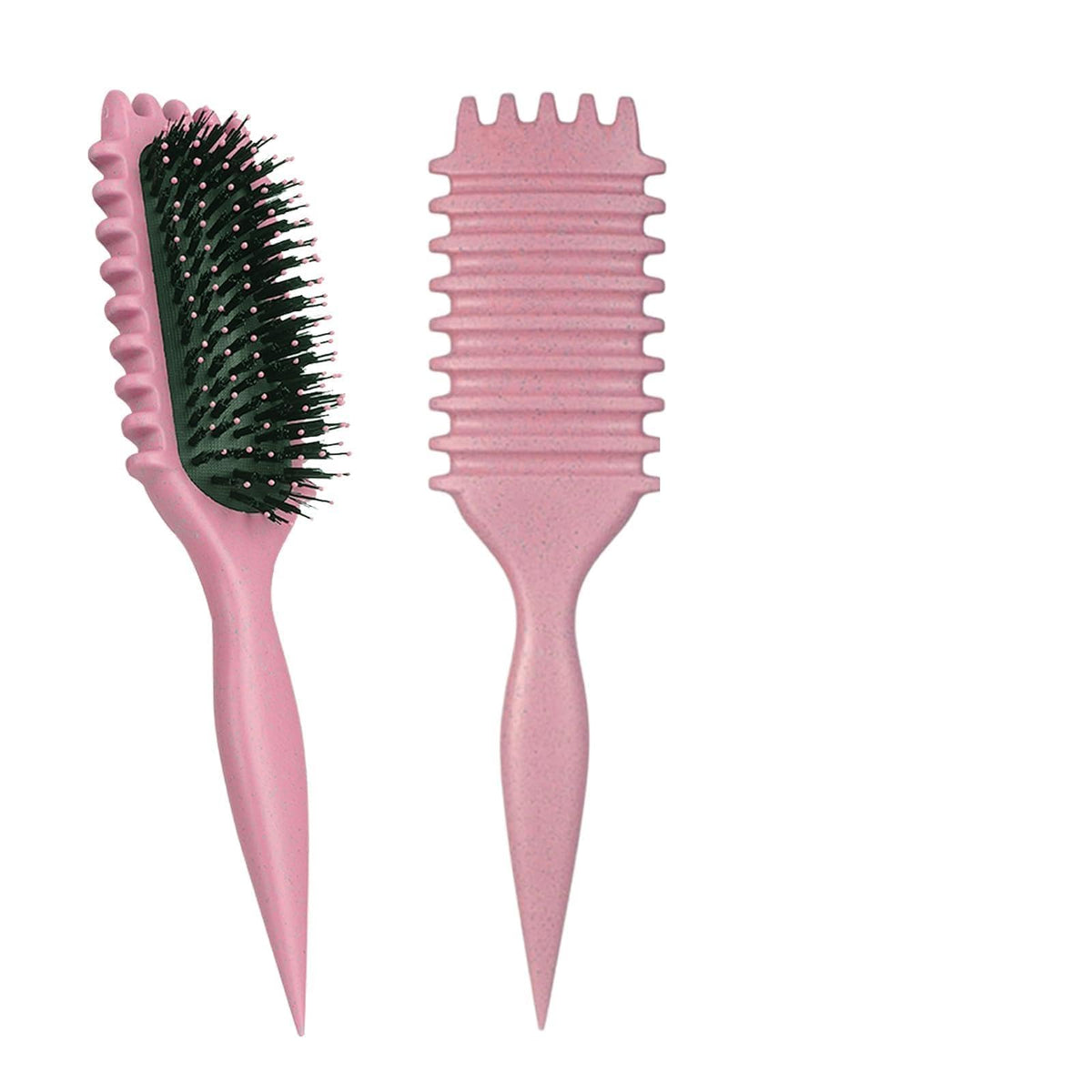 iDAOLI brush front view showing pink body and ergonomic shape for easy styling
