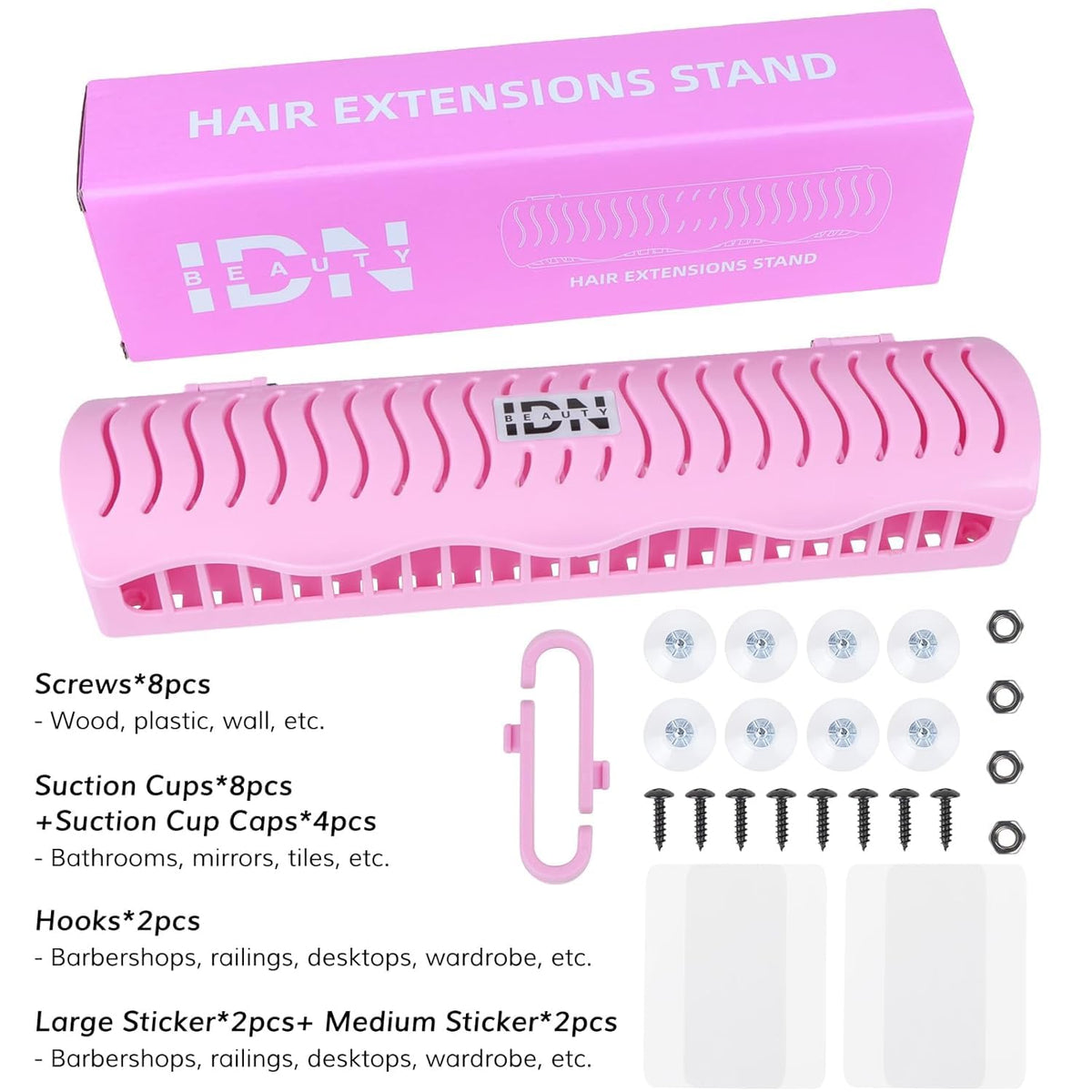 IDN BEAUTY included accessories laid out for flexible installation