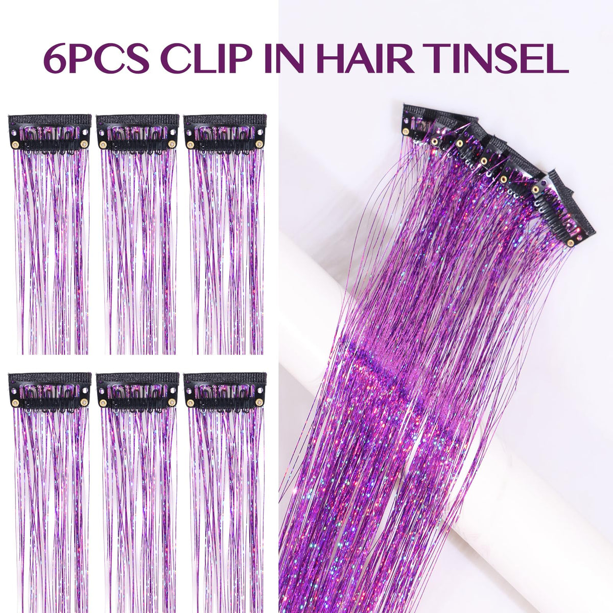 IDN BEAUTY 24-inch tinsel strand held to show length and trim-friendly material