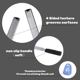 IDOU close-up of four-sided textured surfaces showing aggressive to fine grit benefits
