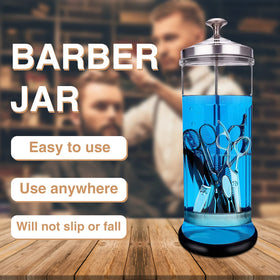 IEBARBER clear glass displaying submerged instruments for client reassurance