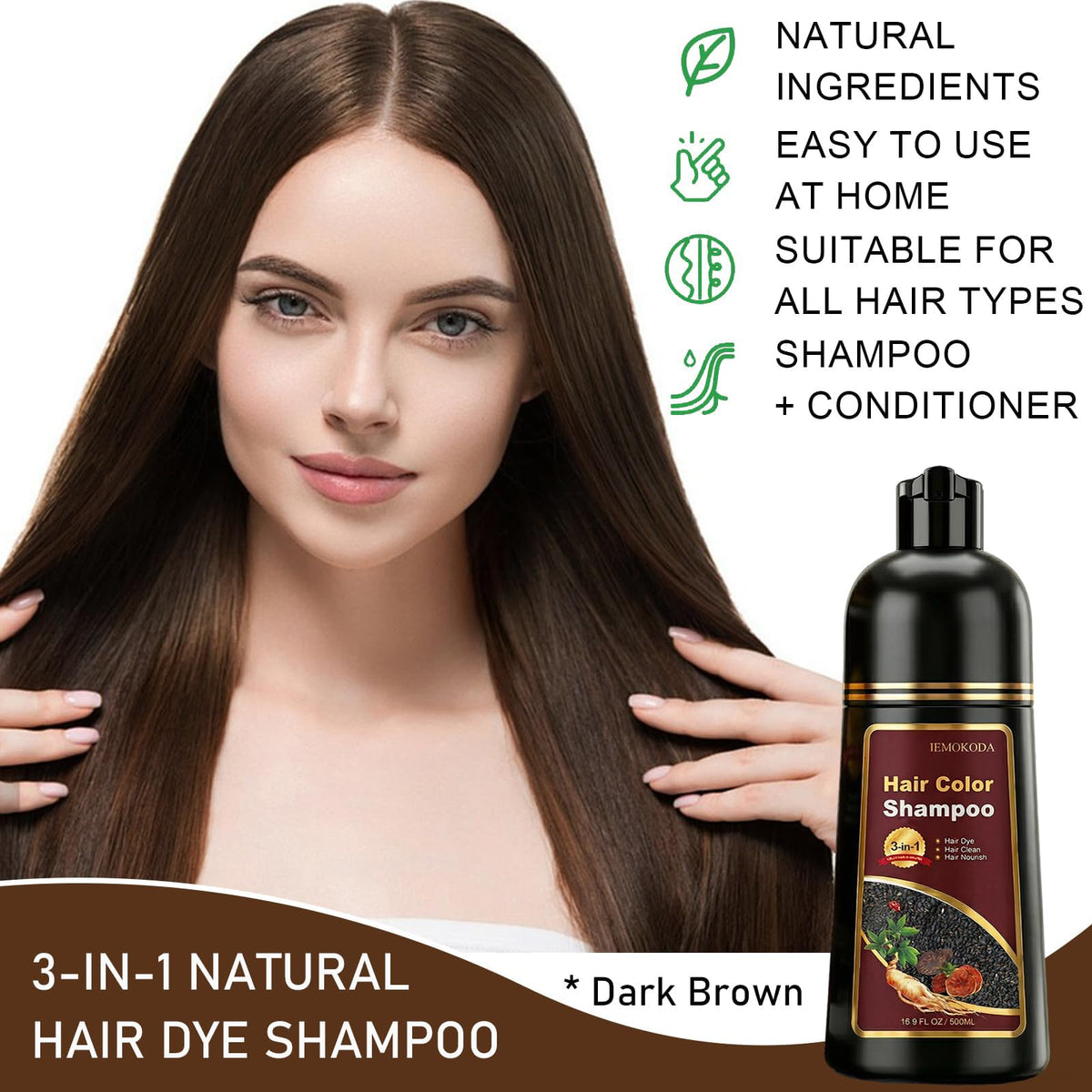 iemokoda pump dispensing dark brown shampoo texture benefits
