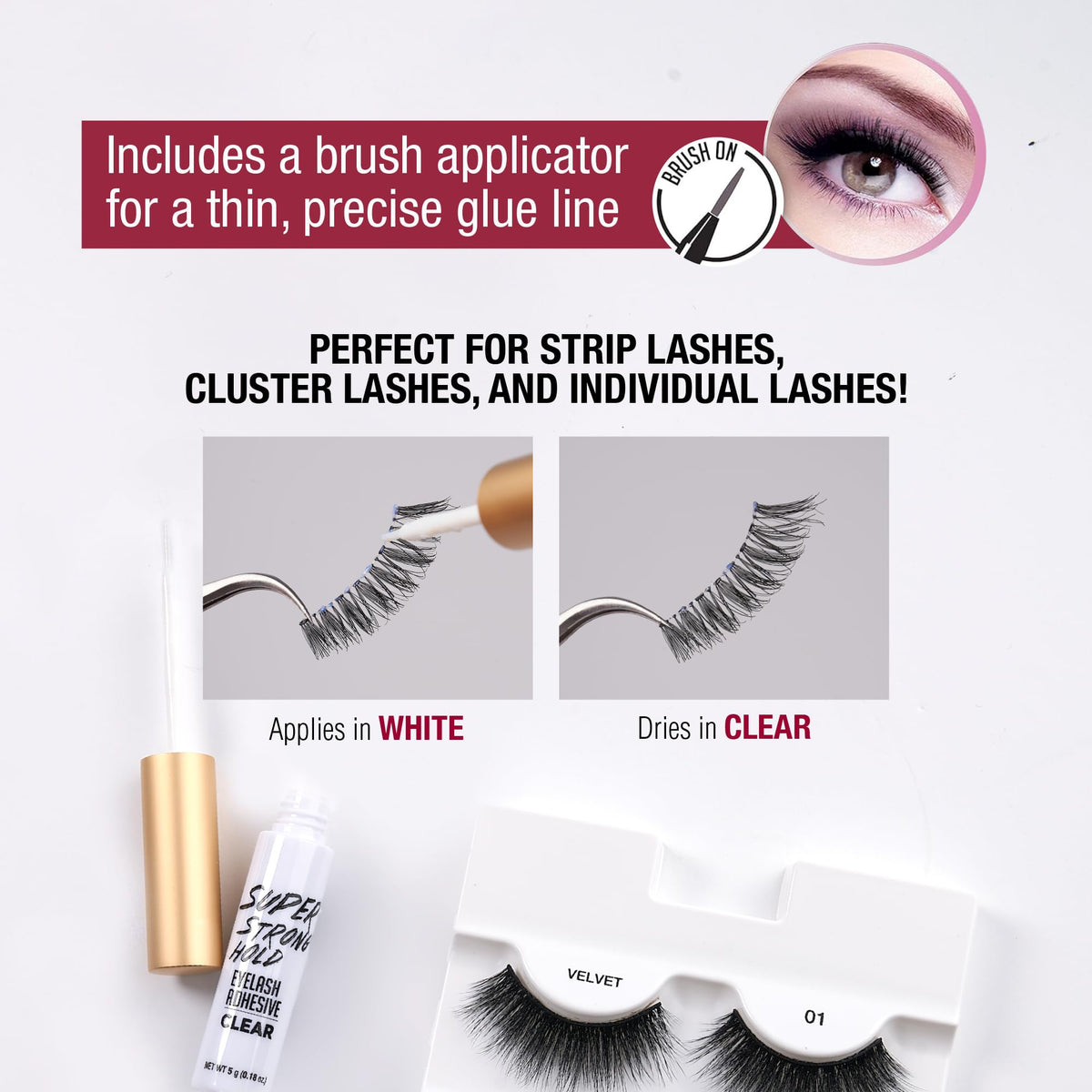 iENVY clear formula dried on skin for invisible natural lash bond