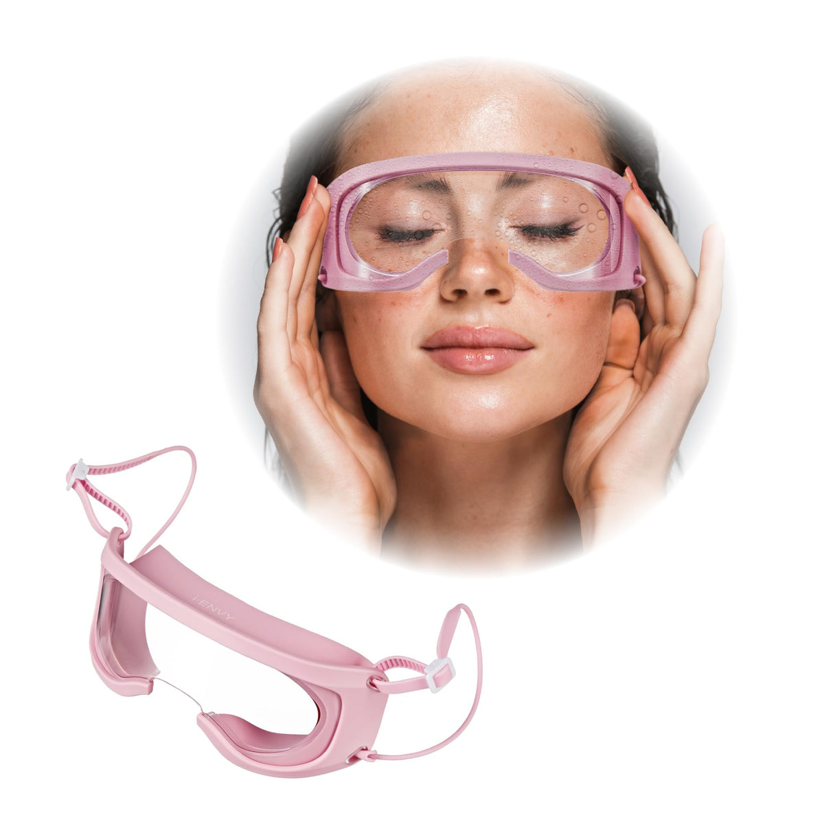 iENVY front view of pink lash guard showing full coverage and protection