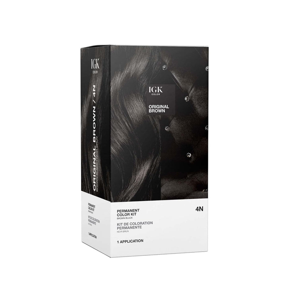IGK front packaging showing shade 4N and easy salon results