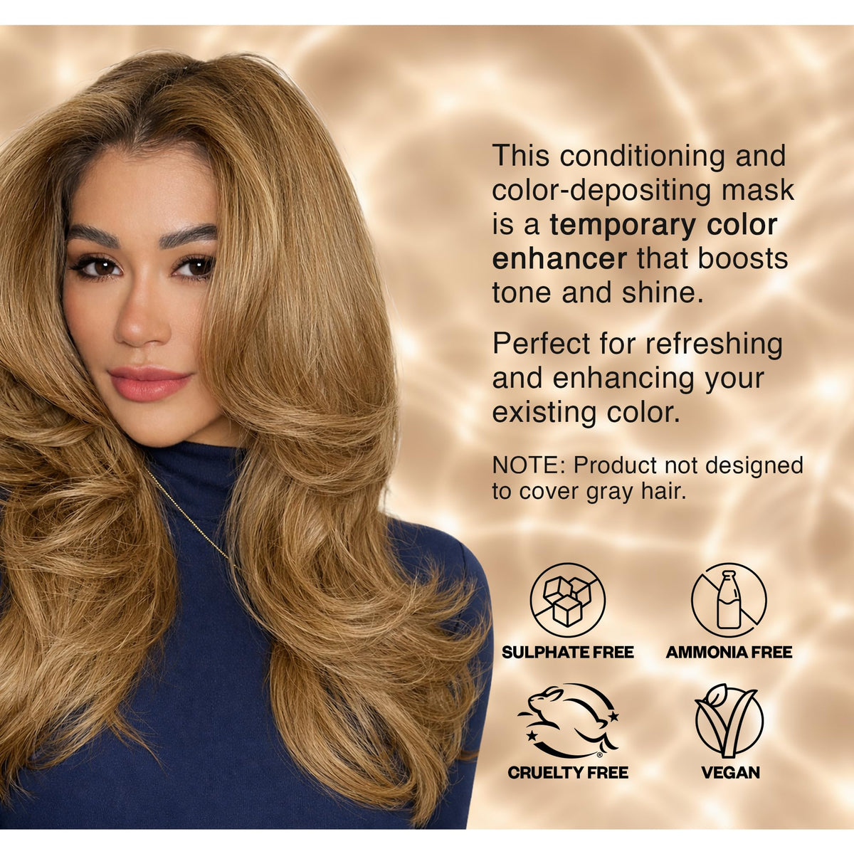 IGK before and after comparison showing brighter sand-blonde tone and added shine