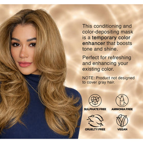 IGK before and after comparison showing brighter sand-blonde tone and added shine