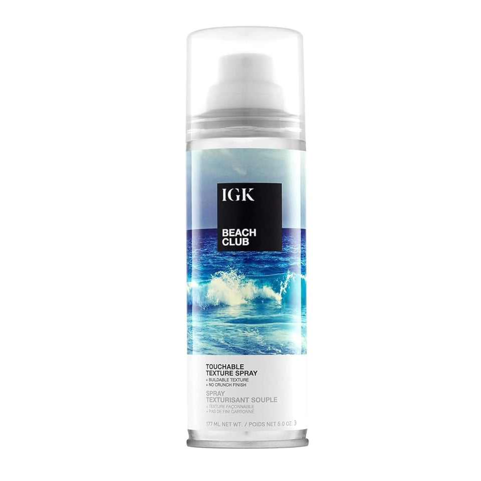 IGK BEACH CLUB front bottle view showing packaging and easy use benefit