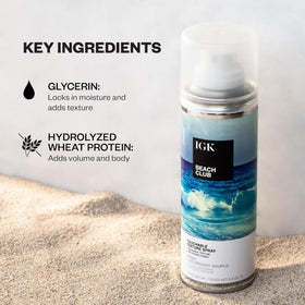 IGK product label close-up highlighting color-safe formula and UV protection
