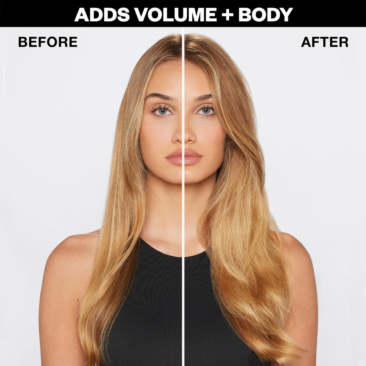 Stylist using IGK mist while blow-drying hair, creates visible lift and body