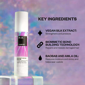 IGK CASH IN serum texture on hand highlighting lightweight slip and softness