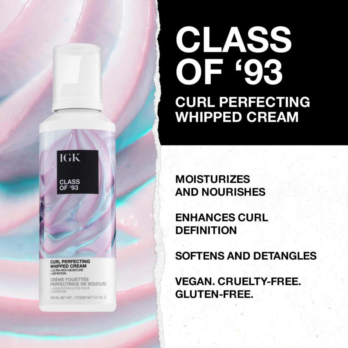 IGK open jar revealing whipped cream ready for styling