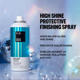 IGK mist close-up demonstrating ultrafine spray for even shine