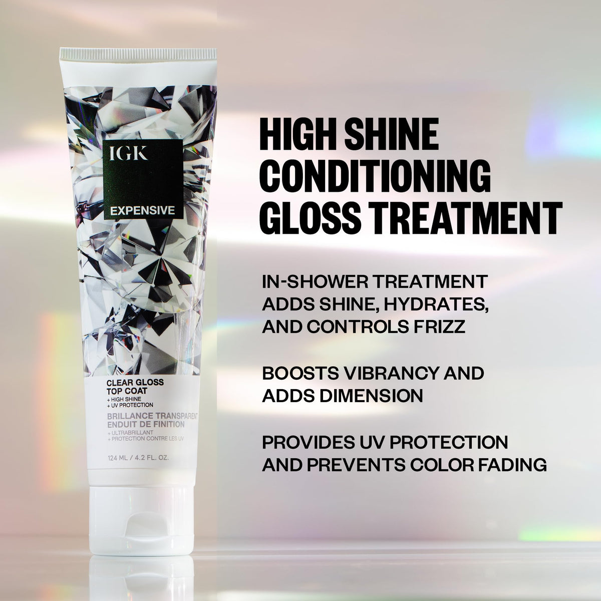 IGK Expensive ingredients label close-up highlighting oils and extracts for shine
