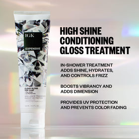 IGK Expensive ingredients label close-up highlighting oils and extracts for shine