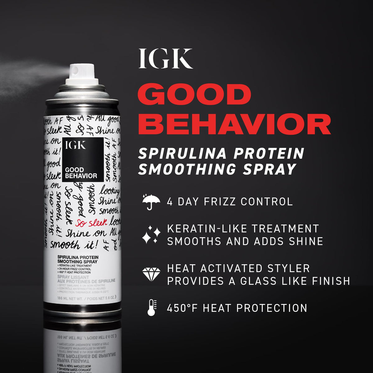 IGK bottle back label with directions and product details for consumers