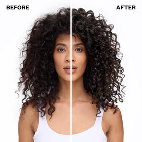 IGK before and after hair comparison showing reduced frizz