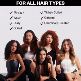 styling scene with blowdryer and IGK spray illustrating heat-activated finish