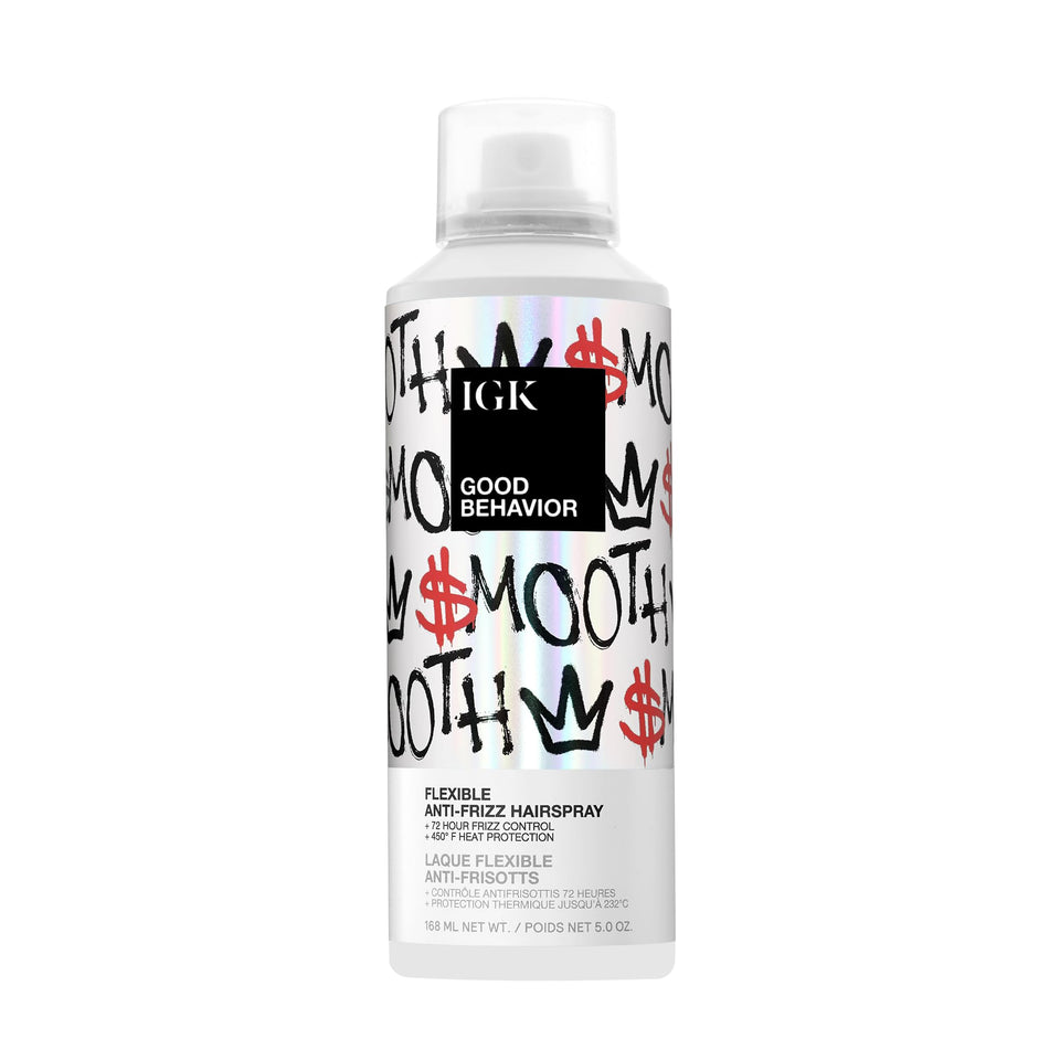 IGK Good Behavior front packaging showing sleek bottle and branding for professional styling