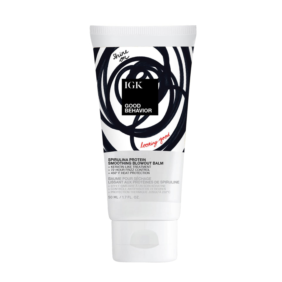 IGK Good Behavior travel-size front packaging showing bottle and label for travel convenience