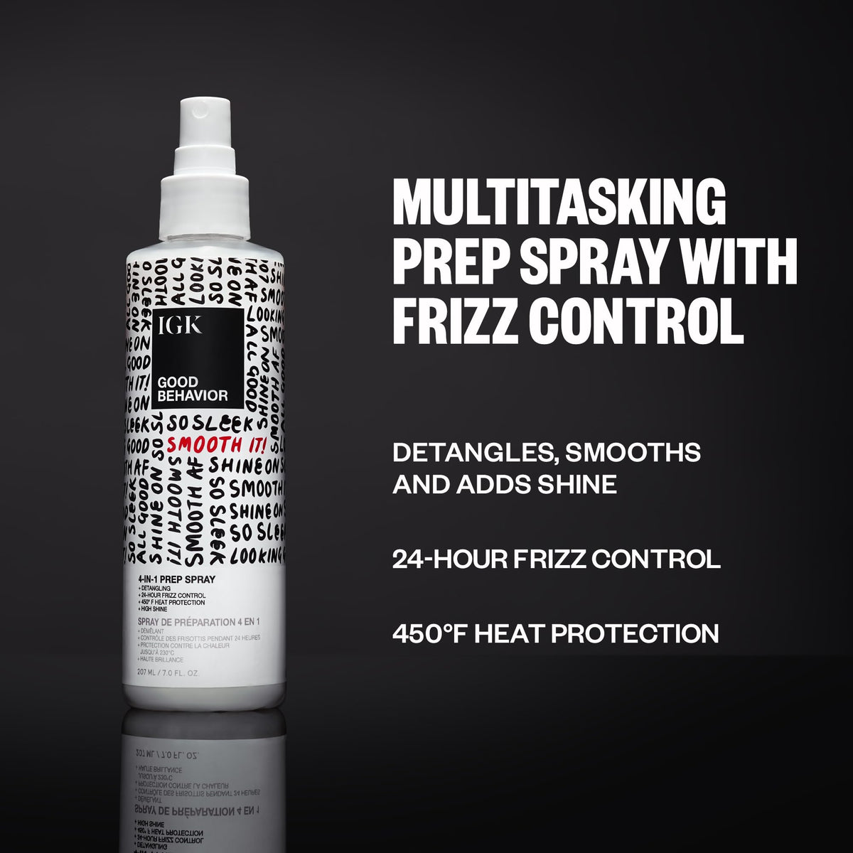 IGK spray nozzle close-up demonstrating easy, even mist application benefit