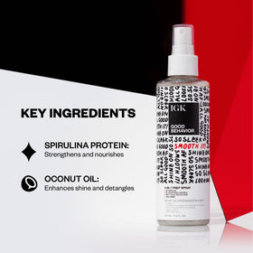 IGK spray texture on hand illustrating lightweight, non-greasy finish