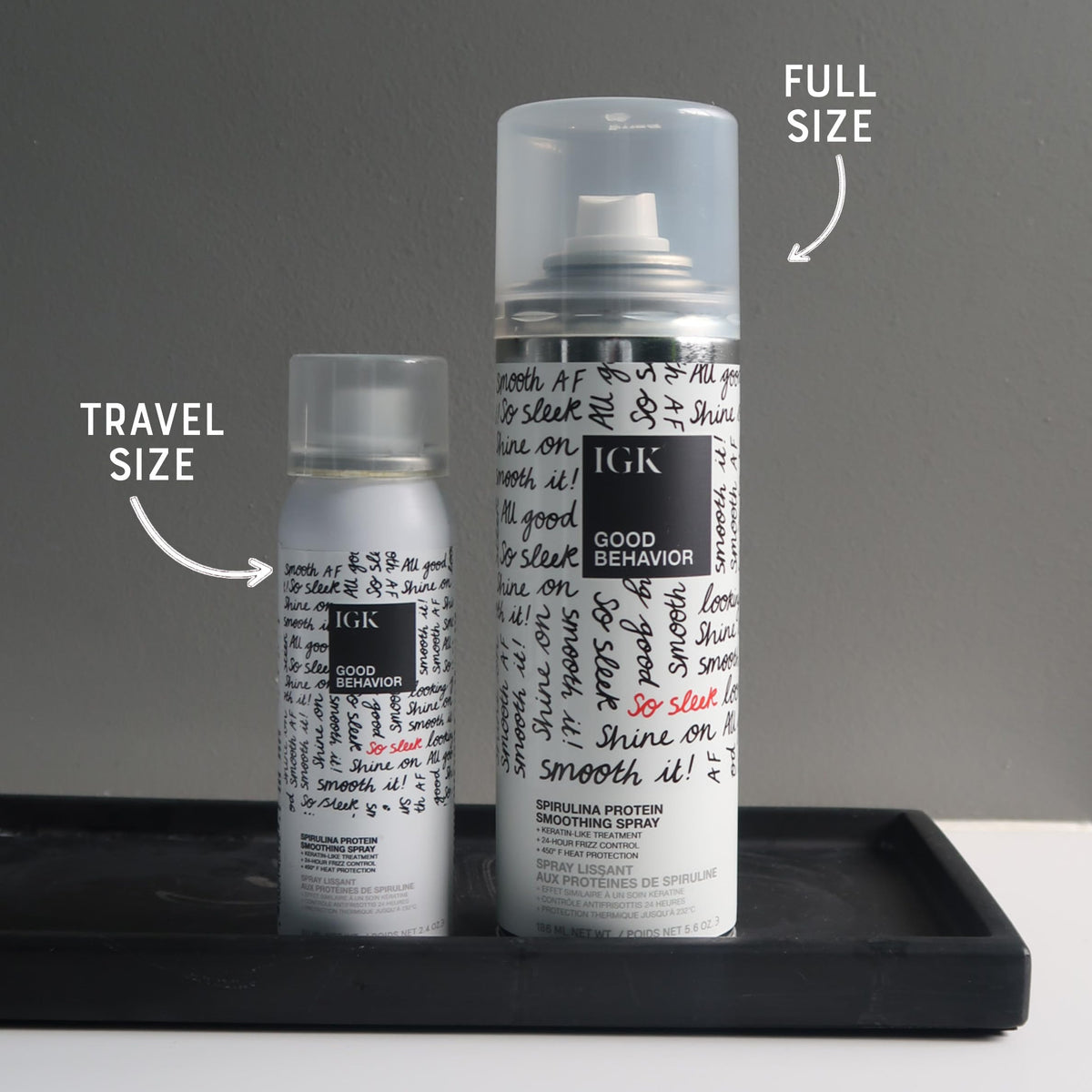 IGK travel bottle close-up highlighting compact size and portable convenience
