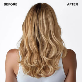IGK model before and after showing cool blonde transformation benefit