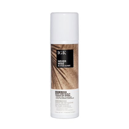 IGK front packaging showing dark blonde shade and product benefit of instant coverage