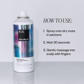 IGK Pick Me Up in-use styling on model adding visible root lift and volume