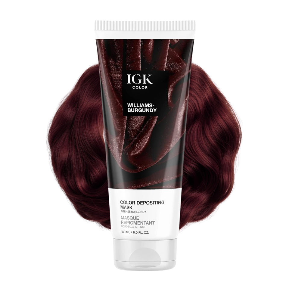 IGK Williams Burgundy front label showing product identity and benefits