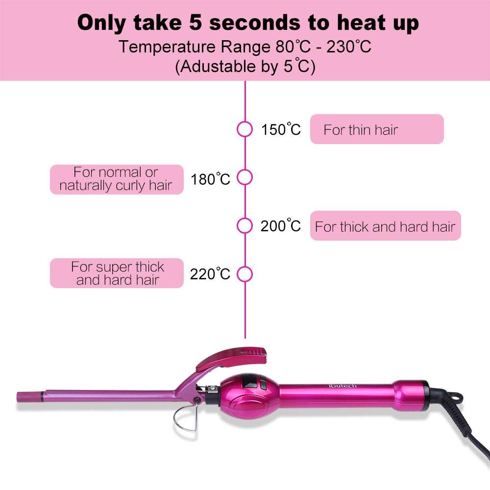 iGutech curling iron in use on short hair creating tight corkscrew curls for defined texture
