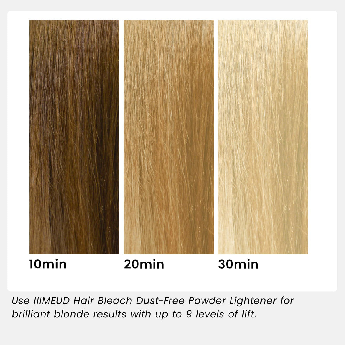 IIIMEIDU applied to hair strand demonstrating controlled lift and even coverage