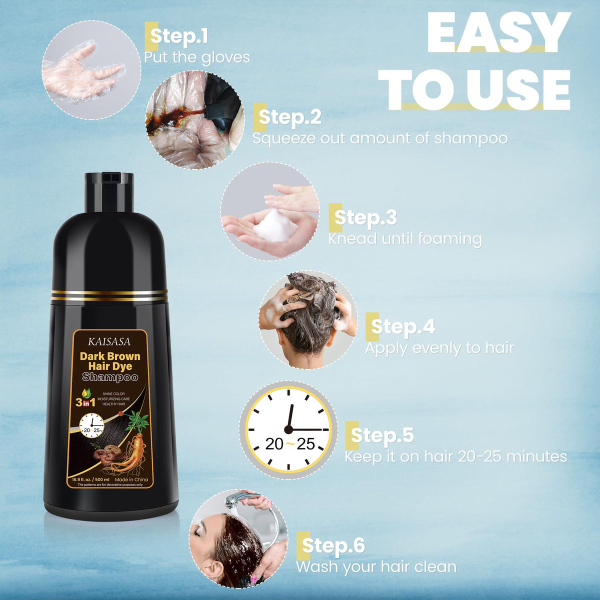 IIIMEIDU being applied to wet hair for quick gray coverage benefit