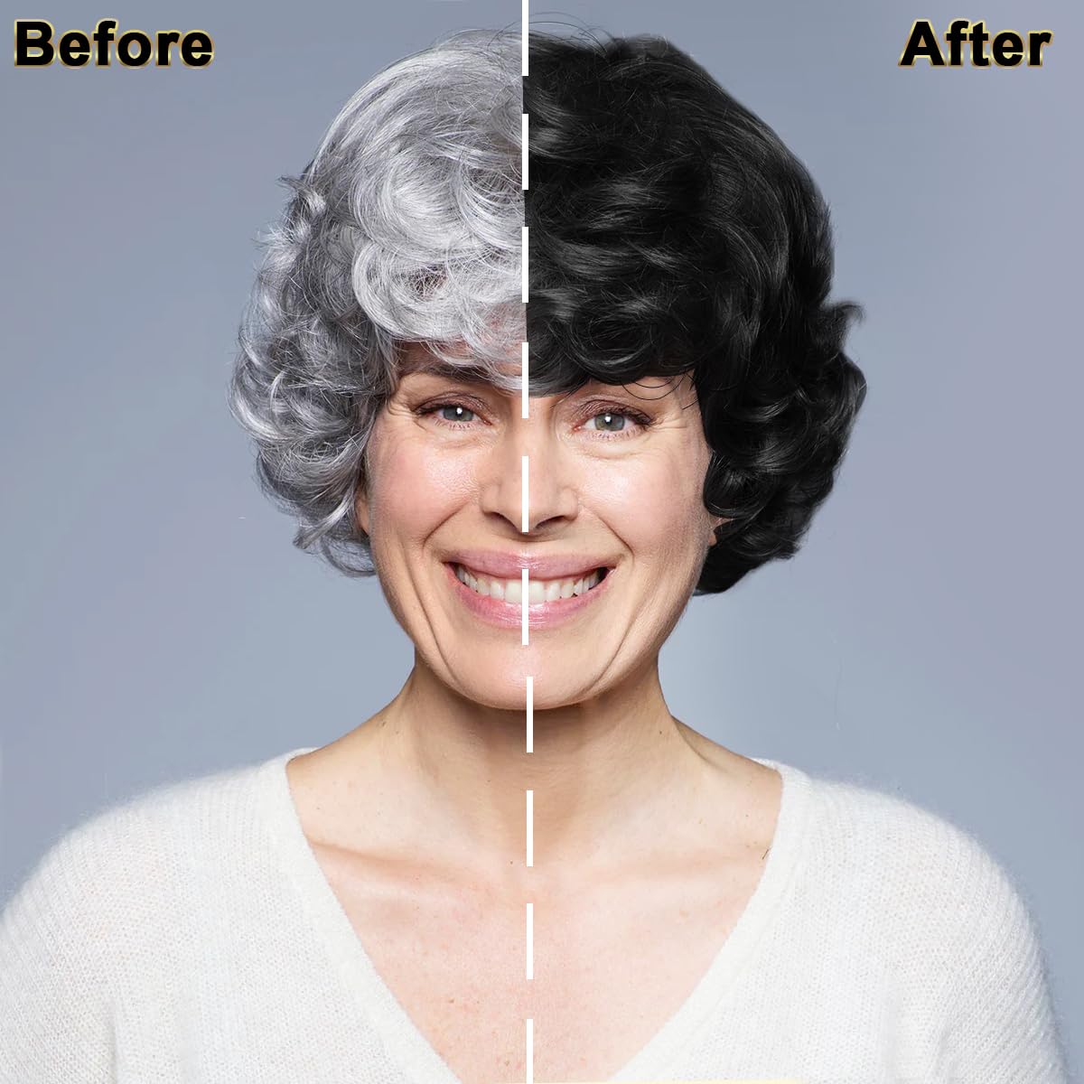 IIIMEIDU before and after side-by-side showing restored black tone
