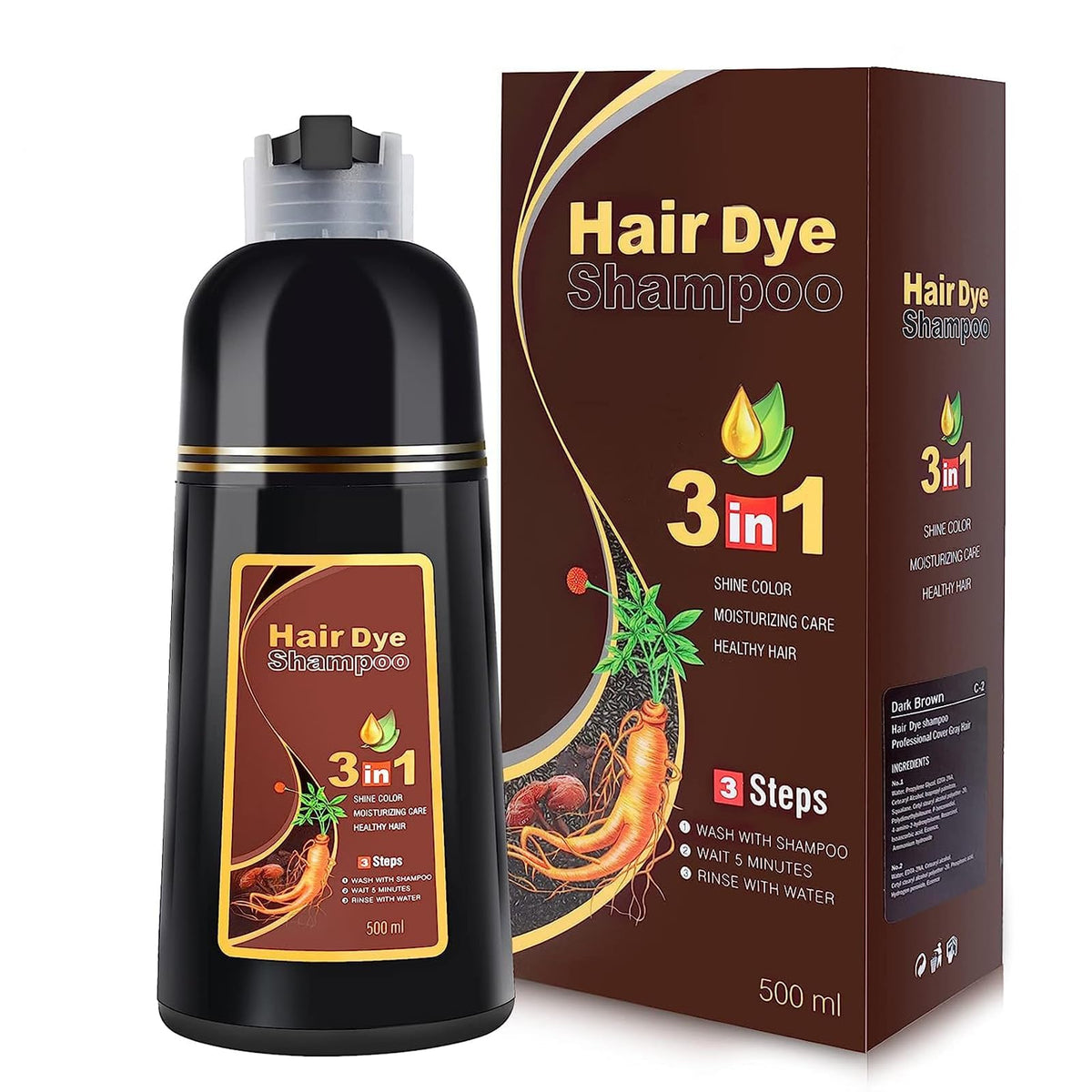 IIIMEIDU front bottle view showing dark brown 500ML packaging and benefit of easy application