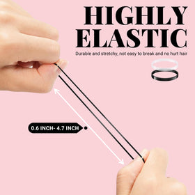 IKOCO array of cotton ties and clear plus black rubber bands ready for versatile styling