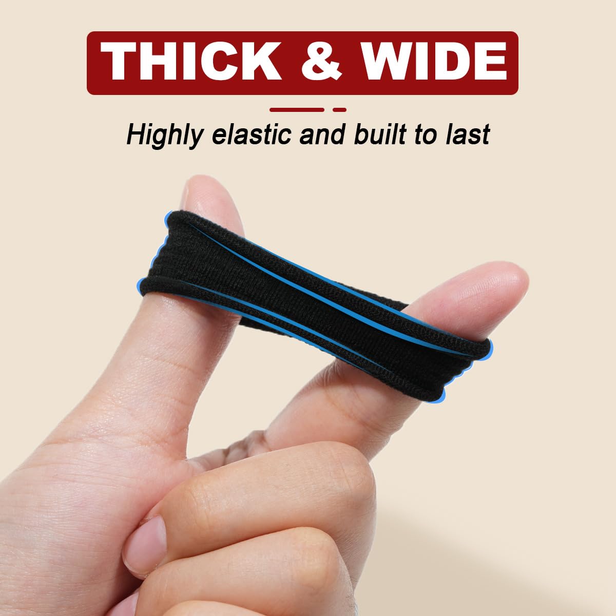 IKOCO stretched hair tie demonstrating strong elasticity for thick hair
