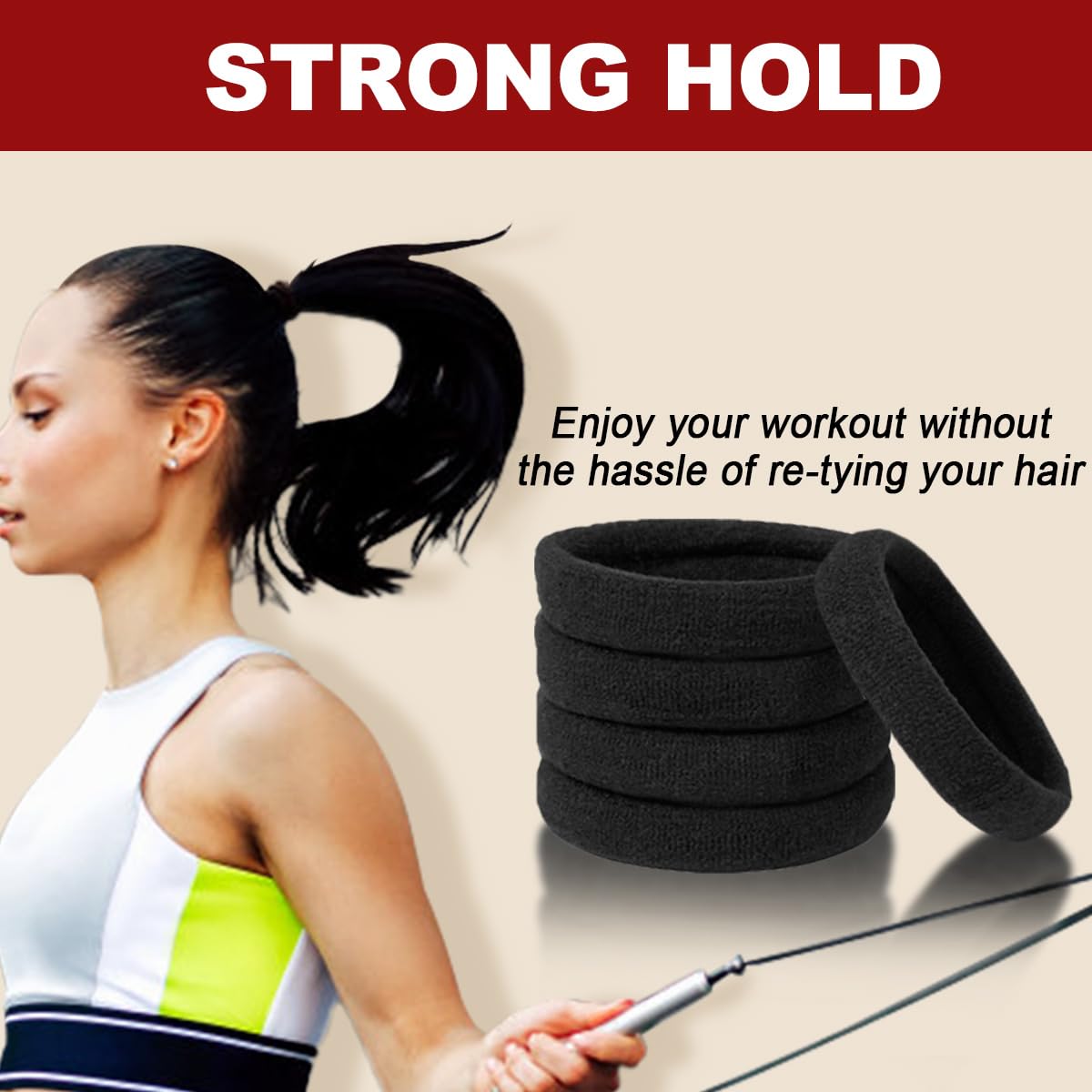 IKOCO used in high ponytail on thick hair showing secure, crease-free hold