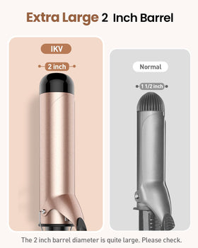 IKV curling iron creating loose waves on long hair for salon-like curls