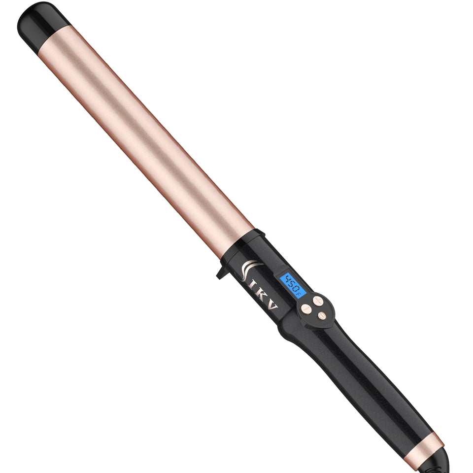 IKV curling wand front view showing barrel and handle for easy styling