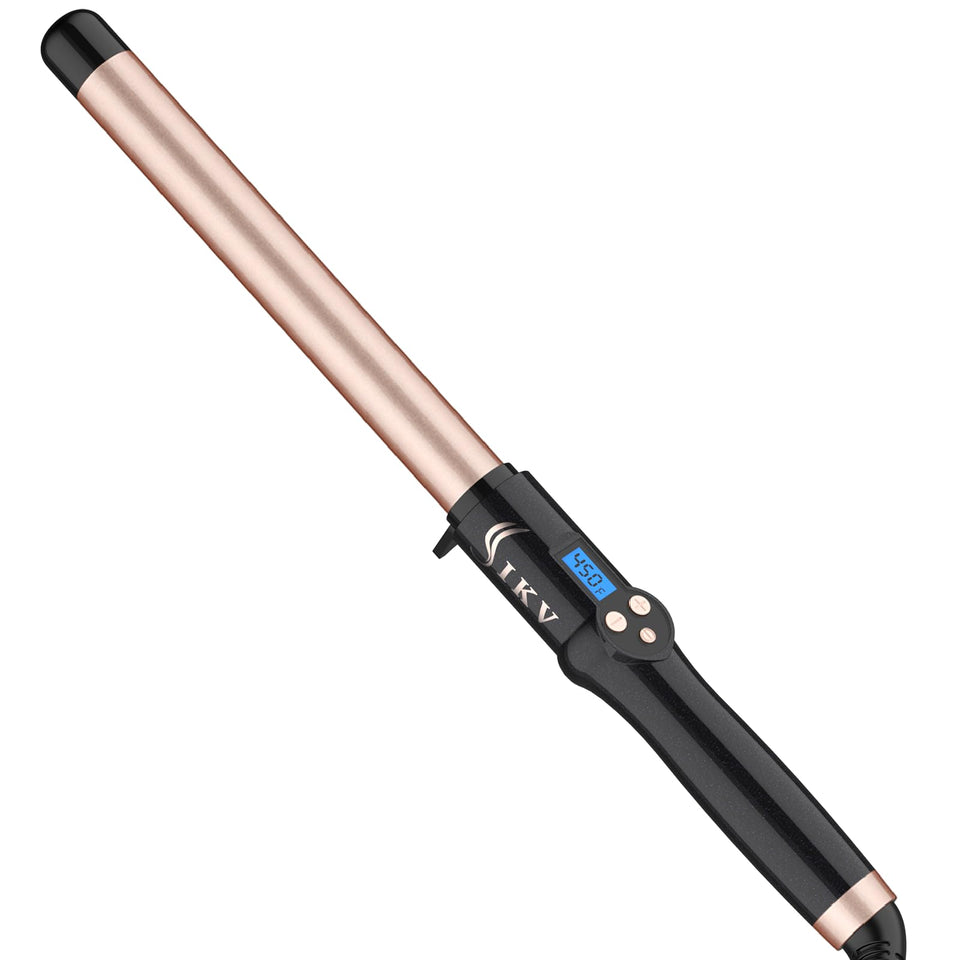 IKV front view of long barrel curling wand showing sleek design and faster styling
