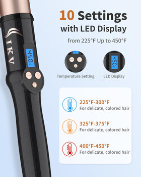 IKV wand in use on long hair creating loose salon waves