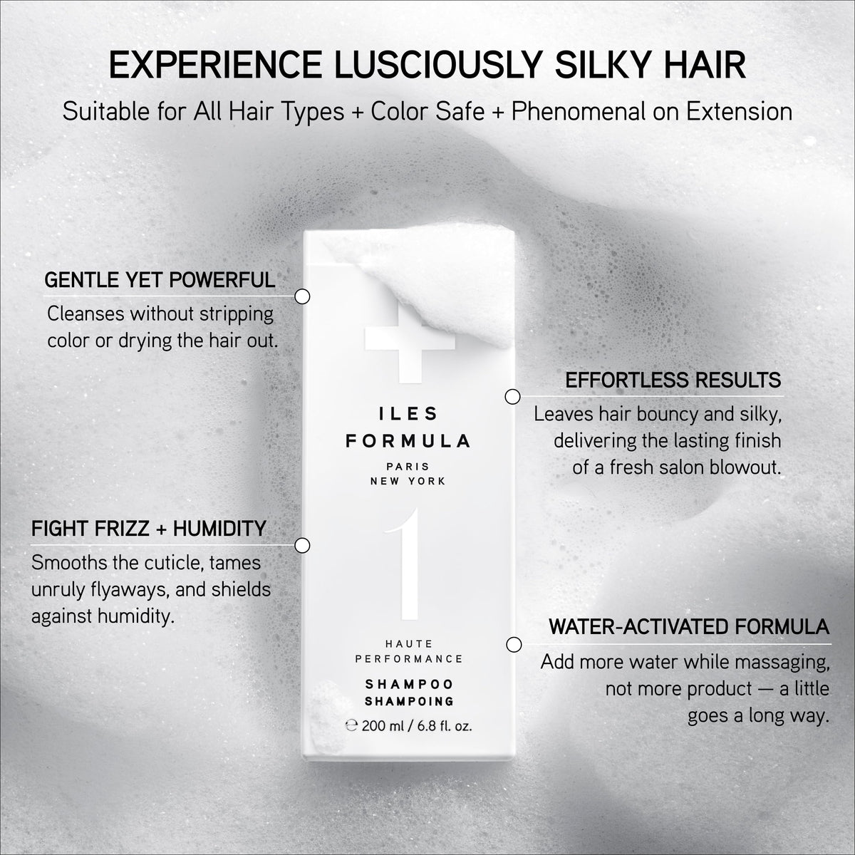 ILES FORMULA bottle paired with conditioner showing system compatibility