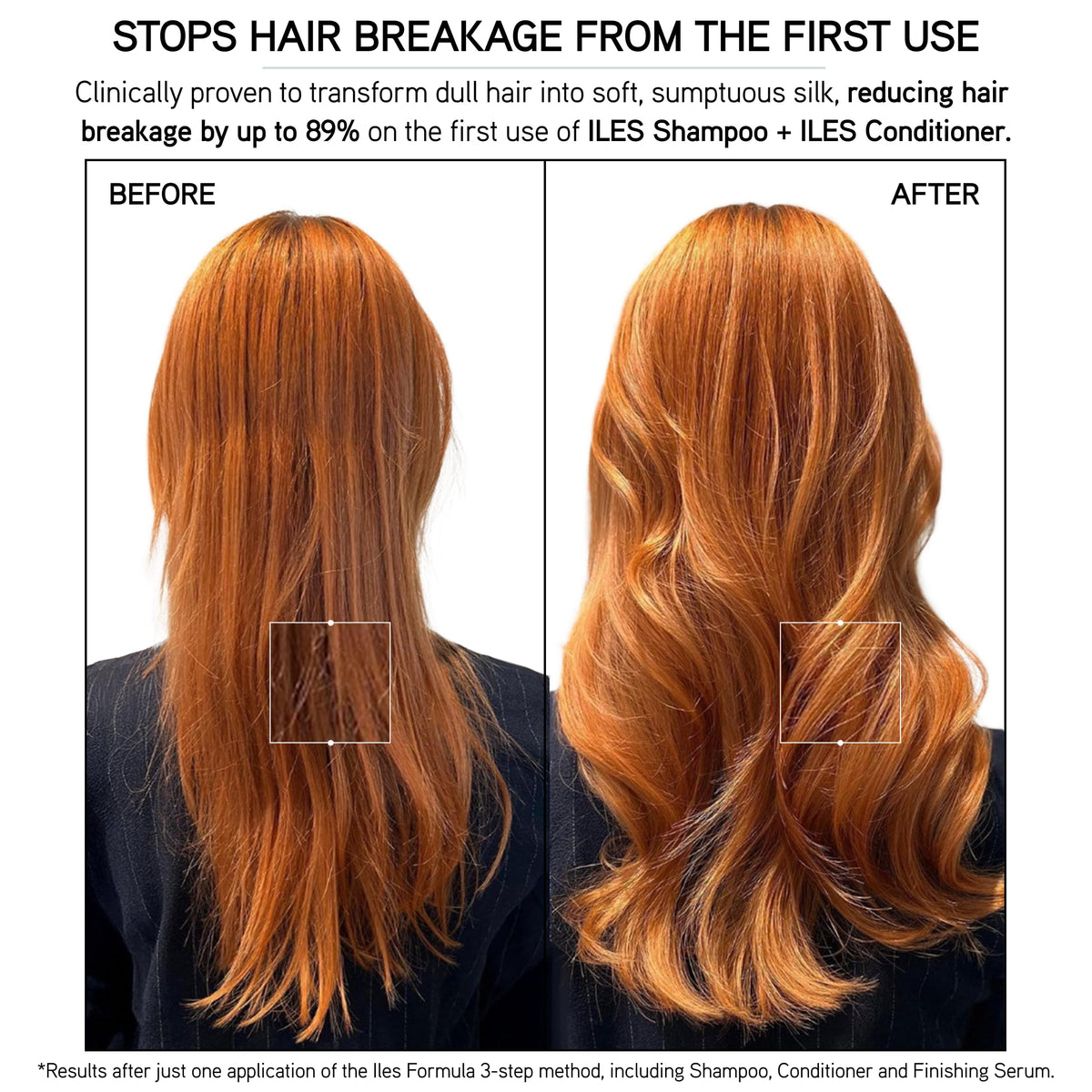 ILES FORMULA close-up label highlighting sulfate and silicone free benefit