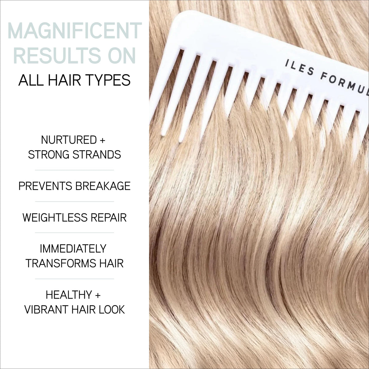 ILES FORMULA conditioner in-shower application on wet hair for smooth detangling