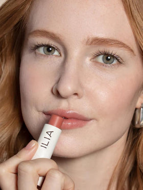 ILIA shade swatch on hand illustrating true Hold Me color and blendability