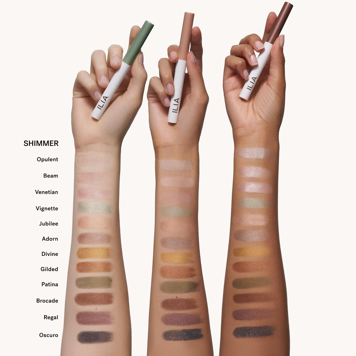 ILIA Eye Stylus application on model eye illustrating smooth glide and long-wear benefit