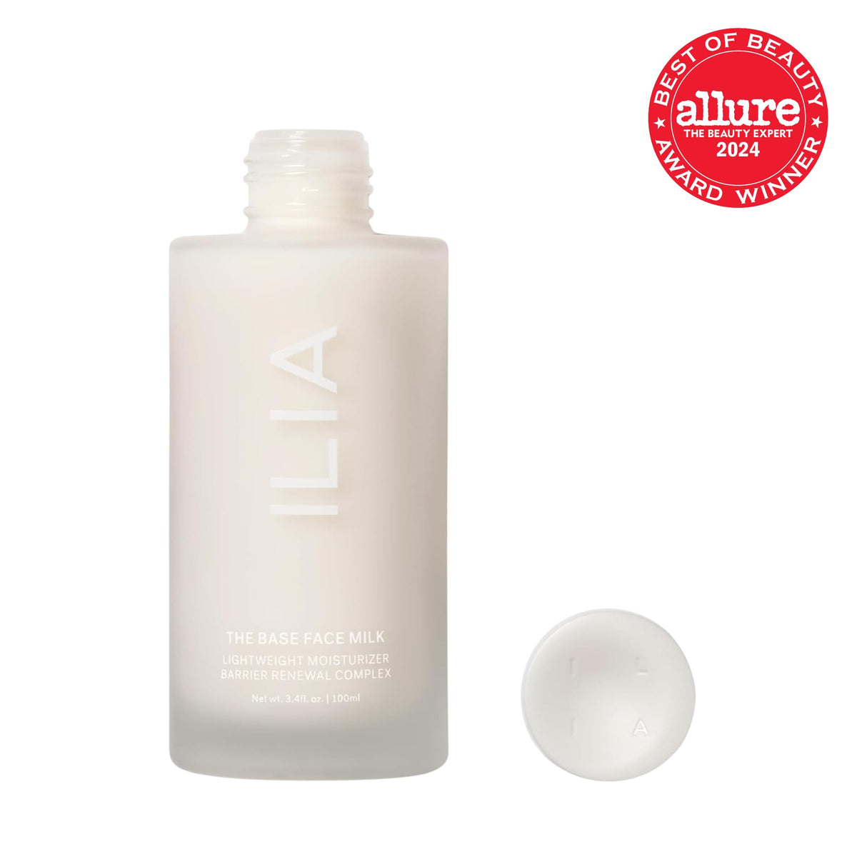 ILIA pump dispensing face milk demonstrating easy, controlled application and hygiene