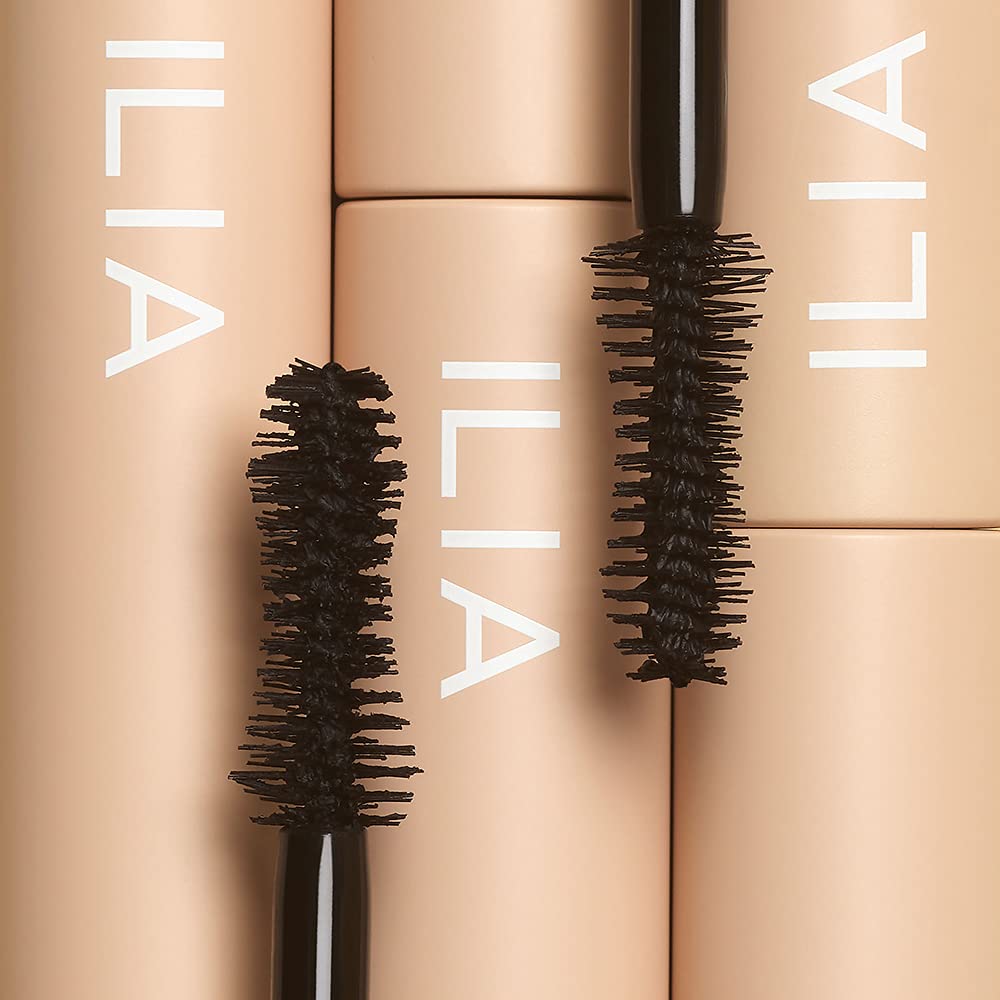 ILIA mascara on vanity styled with clean-beauty items suggesting everyday use